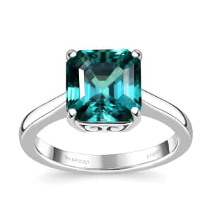 Certified & Appraised Rhapsody Asscher Cut AAAA Pirineu Lagoon Tourmaline 3.10 ctw Solitaire Ring in 950 Platinum (Size 6.0) 5 Grams