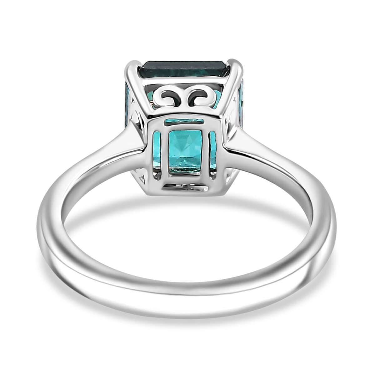 Certified & Appraised Rhapsody Asscher Cut AAAA Pirineu Lagoon Tourmaline 3.10 ctw Solitaire Ring in 950 Platinum (Size 6.0) 5 Grams image number 4