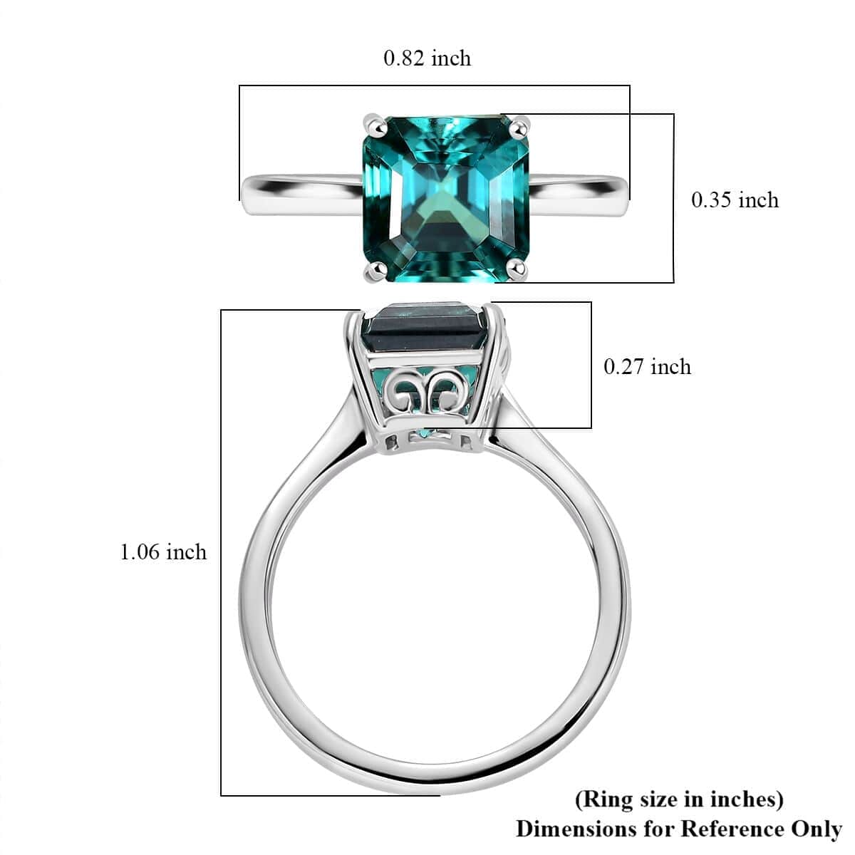 Certified & Appraised Rhapsody Asscher Cut AAAA Pirineu Lagoon Tourmaline 3.10 ctw Solitaire Ring in 950 Platinum (Size 6.0) 5 Grams image number 5