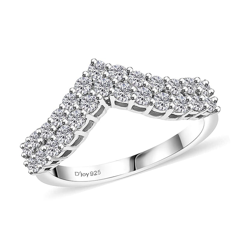 Luxuriant Lab Grown Diamond G-H SI 0.65 ctw Chevron Ring in Rhodium Over Sterling Silver (Size 10.0)