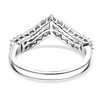 Luxuriant Lab Grown Diamond G-H SI 0.65 ctw Chevron Ring in Rhodium Over Sterling Silver (Size 10.0)