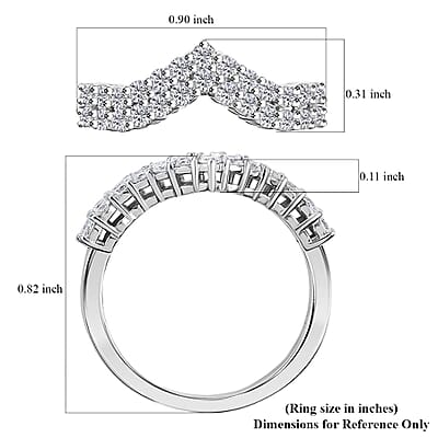 Luxuriant Lab Grown Diamond G-H SI 0.65 ctw Chevron Ring in Rhodium Over Sterling Silver (Size 10.0)