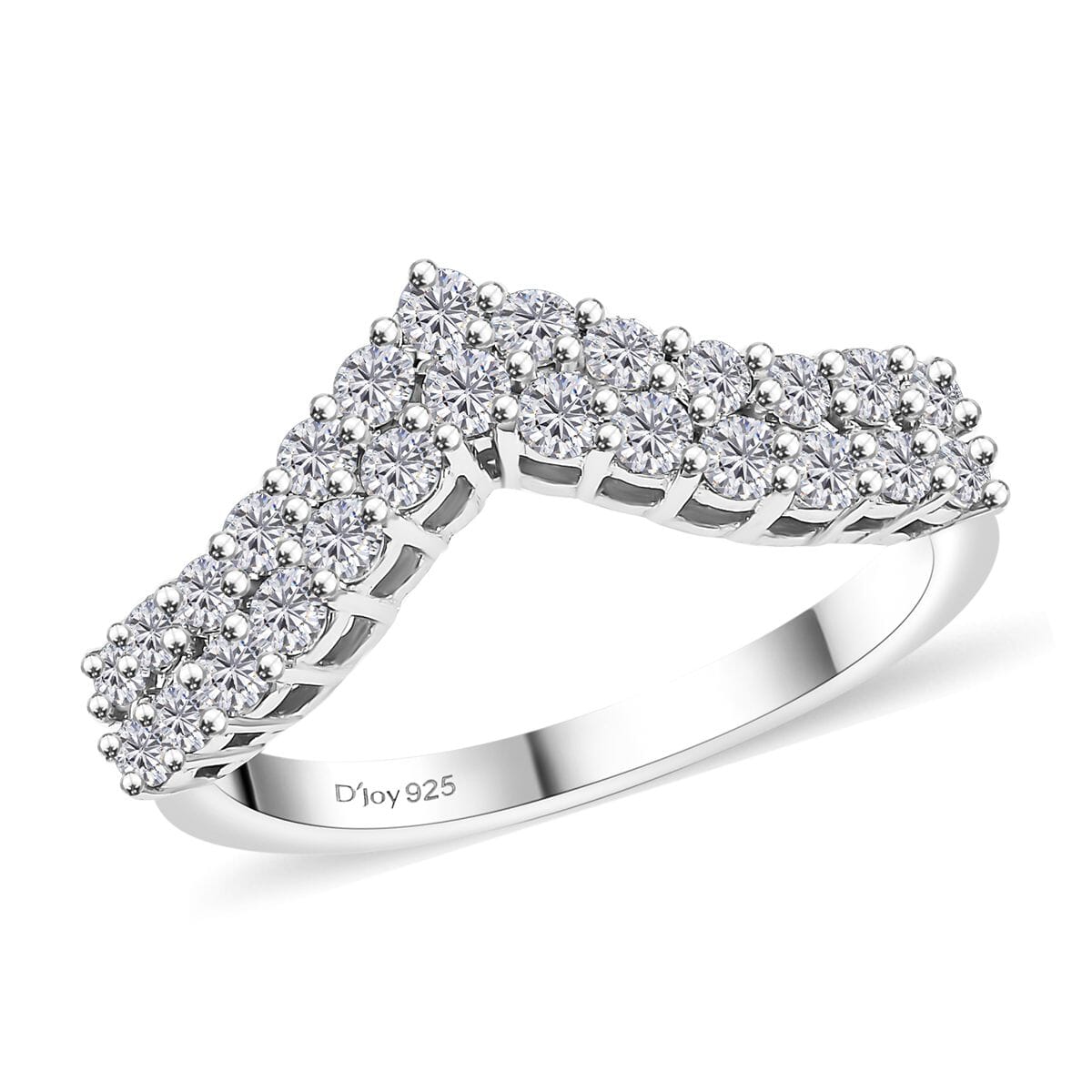 Luxuriant Lab Grown Diamond G-H SI 0.65 ctw Chevron Ring in Rhodium Over Sterling Silver (Size 6.0) image number 0