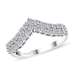 Luxuriant Lab Grown Diamond G-H SI 0.65 ctw Chevron Ring in Rhodium Over Sterling Silver (Size 6.0)