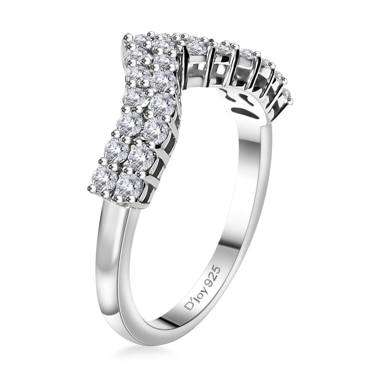 Luxuriant Lab Grown Diamond G-H SI 0.65 ctw Chevron Ring in Rhodium Over Sterling Silver (Size 6.0) image number 3