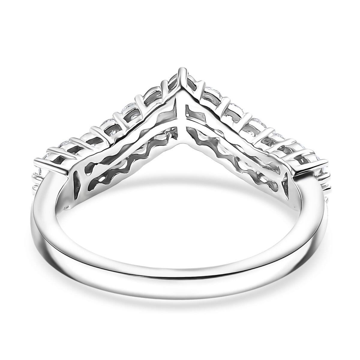 Luxuriant Lab Grown Diamond G-H SI 0.65 ctw Chevron Ring in Rhodium Over Sterling Silver (Size 6.0) image number 4