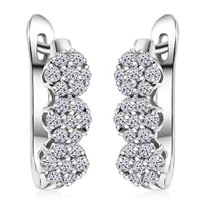 Luxuriant Lab Grown Diamond G-H SI 1.00 ctw Triple Flower Hoop Earrings in Rhodium Over Sterling Silver