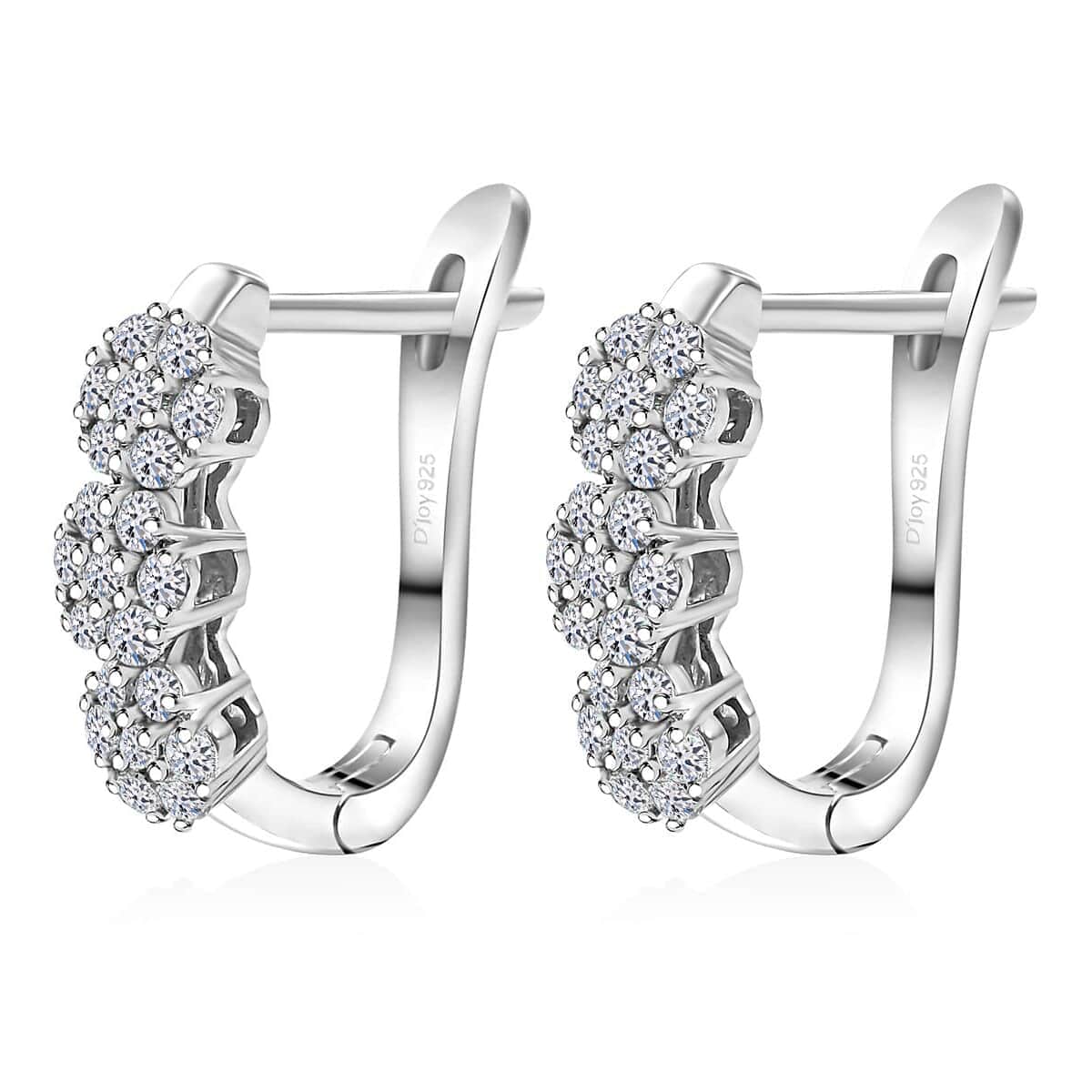 Luxuriant Lab Grown Diamond G-H SI 1.00 ctw Triple Flower Hoop Earrings in Rhodium Over Sterling Silver image number 3