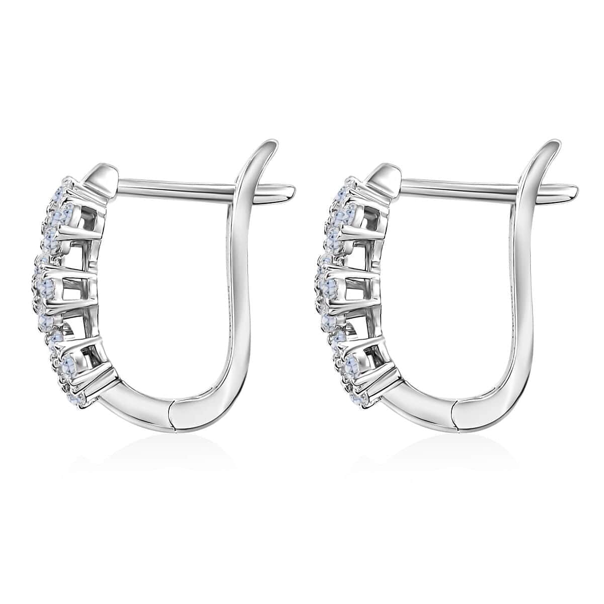 Luxuriant Lab Grown Diamond G-H SI 1.00 ctw Triple Flower Hoop Earrings in Rhodium Over Sterling Silver image number 4