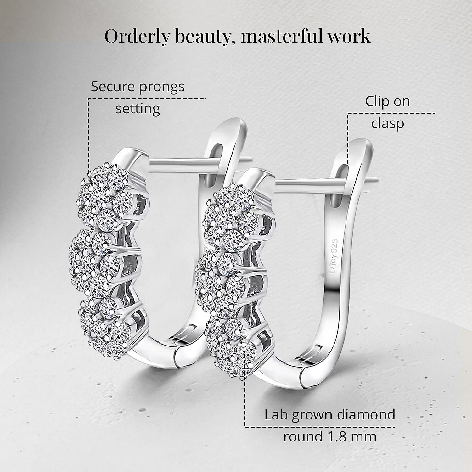 Luxuriant Lab Grown Diamond G-H SI 1.00 ctw Triple Flower Hoop Earrings in Rhodium Over Sterling Silver