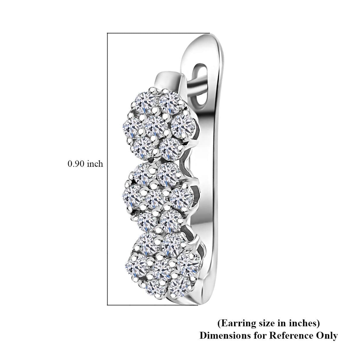 Luxuriant Lab Grown Diamond G-H SI 1.00 ctw Triple Flower Hoop Earrings in Rhodium Over Sterling Silver image number 5