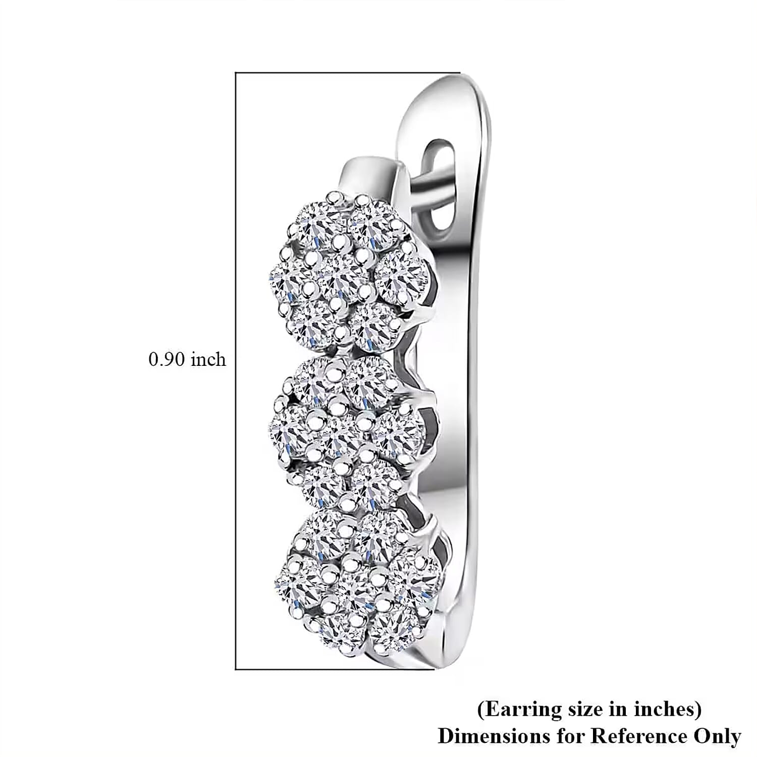 Luxuriant Lab Grown Diamond G-H SI 1.00 ctw Triple Flower Hoop Earrings in Rhodium Over Sterling Silver