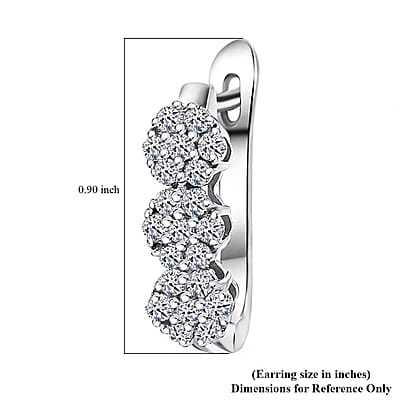 Luxuriant Lab Grown Diamond G-H SI 1.00 ctw Triple Flower Hoop Earrings in Rhodium Over Sterling Silver