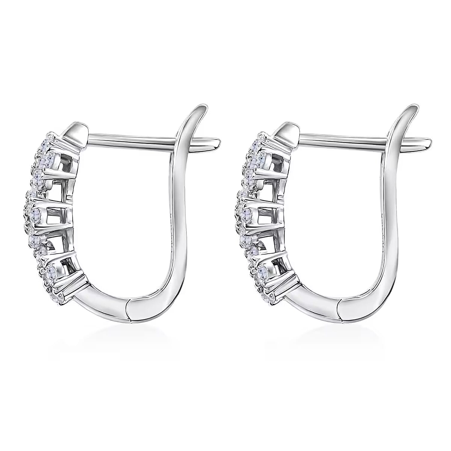 Luxuriant Lab Grown Diamond G-H SI 1.00 ctw Triple Flower Hoop Earrings in Rhodium Over Sterling Silver