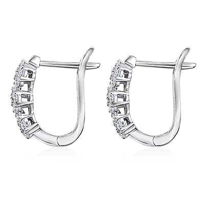 Luxuriant Lab Grown Diamond G-H SI 1.00 ctw Triple Flower Hoop Earrings in Rhodium Over Sterling Silver