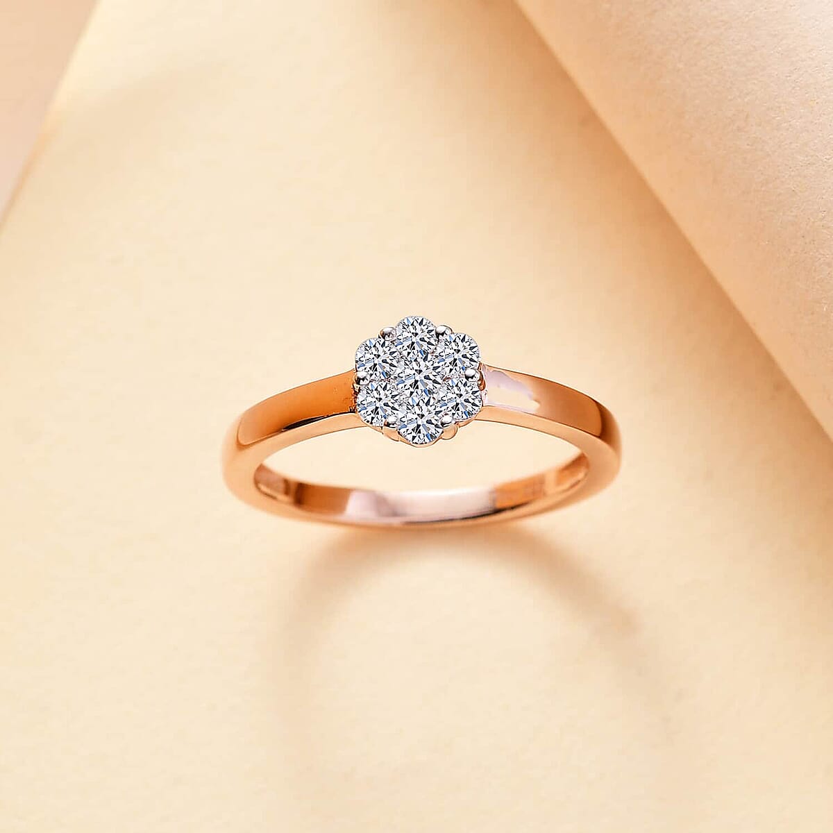 Luxuriant Lab Grown Diamond G-H SI 0.33 ctw Ring in 18K Vermeil Rose Gold Over Sterling Silver (Size 7.0) image number 1