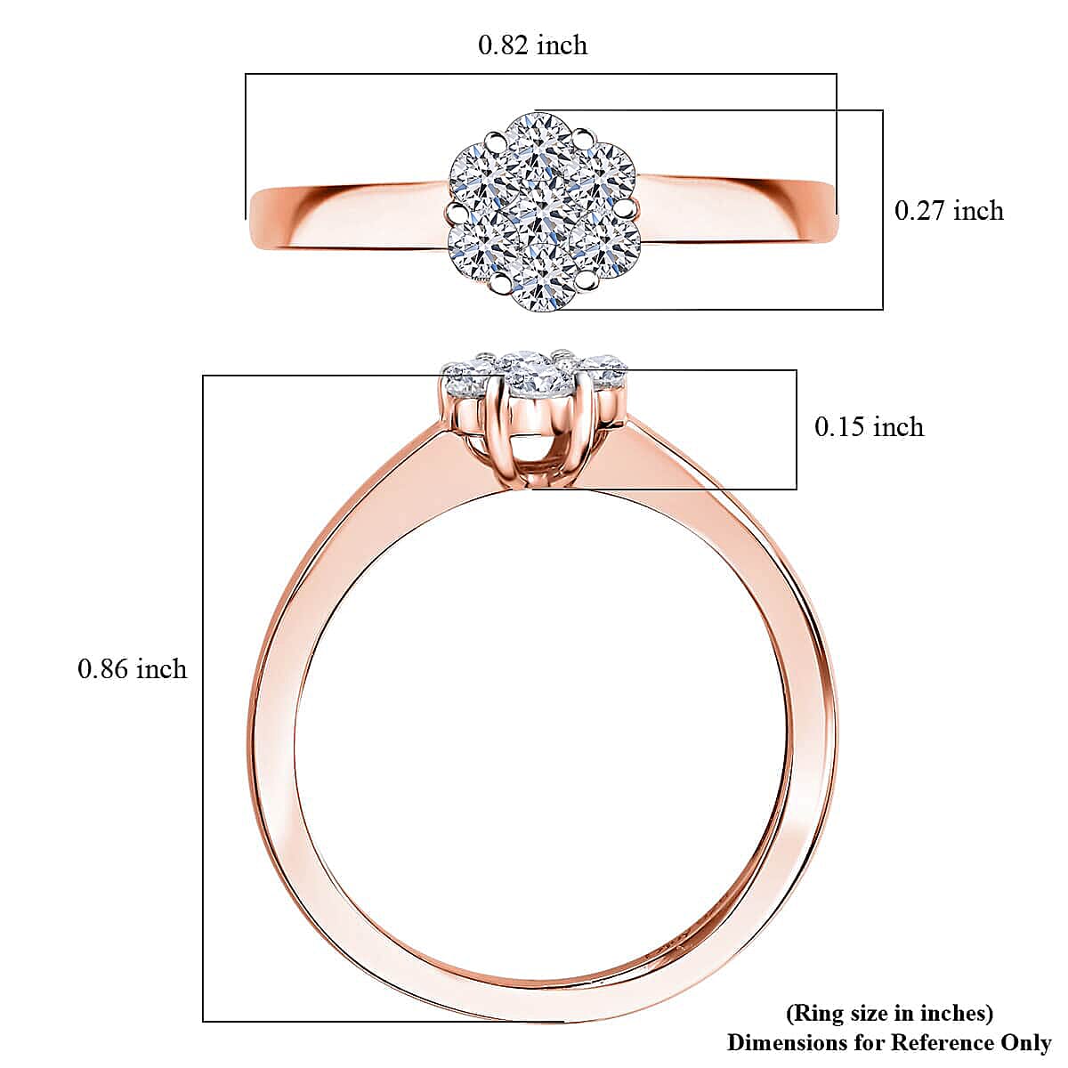 Luxuriant Lab Grown Diamond G-H SI 0.33 ctw Ring in 18K Vermeil Rose Gold Over Sterling Silver (Size 7.0) image number 5