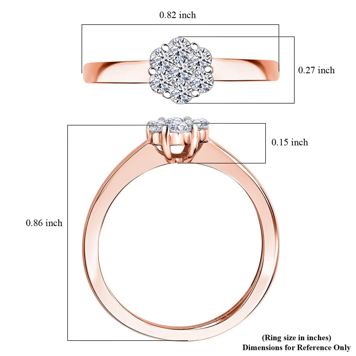 Luxuriant Lab Grown Diamond G-H SI 0.33 ctw Ring in 18K Vermeil Rose Gold Over Sterling Silver (Size 9.0) image number 5