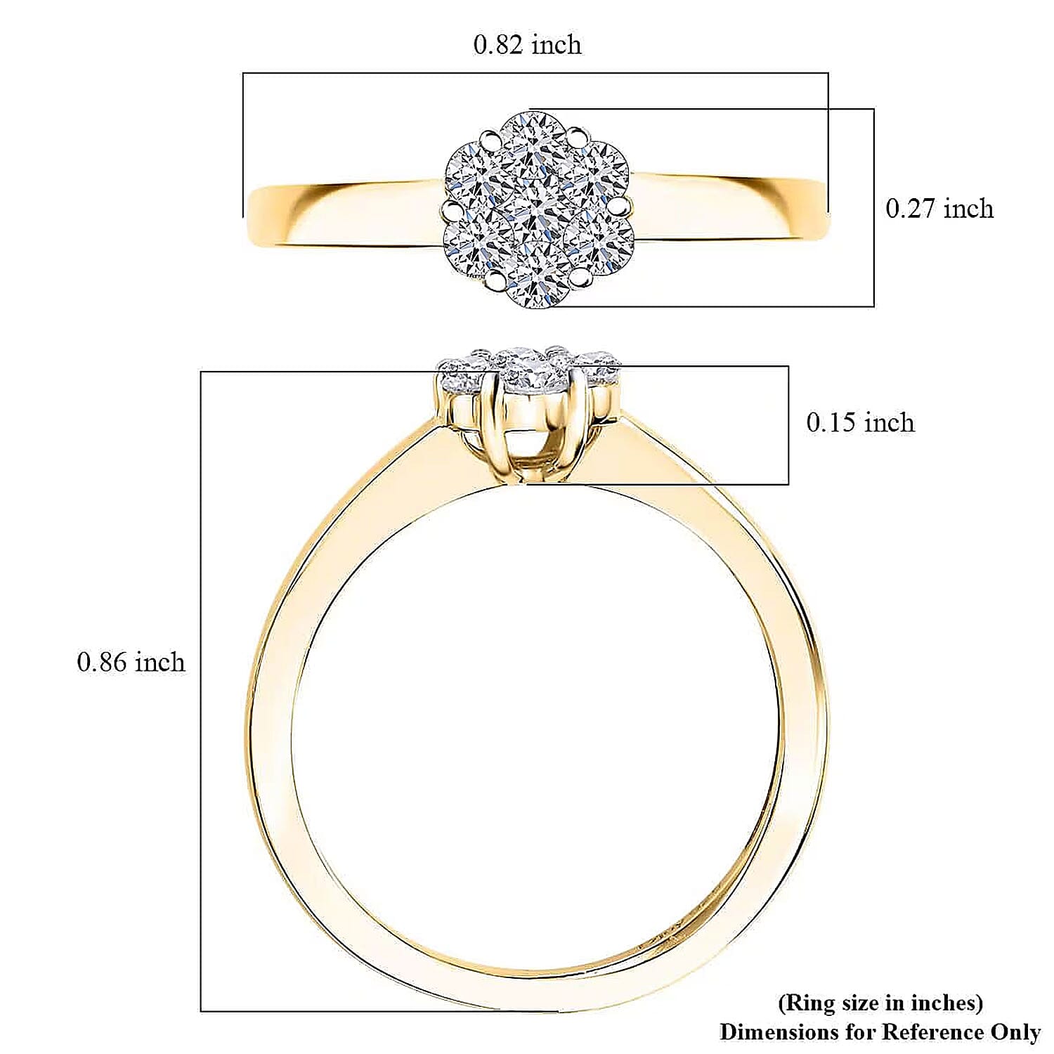 Luxuriant Lab Grown Diamond G-H SI 0.33 ctw Ring in 18K Vermeil Yellow Gold Over Sterling Silver (Size 6.0)