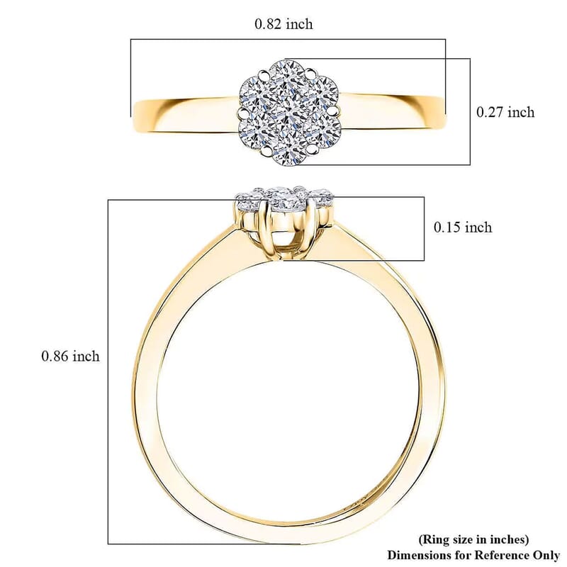 Luxuriant Lab Grown Diamond G-H SI 0.33 ctw Ring in 18K Vermeil Yellow Gold Over Sterling Silver (Size 6.0)