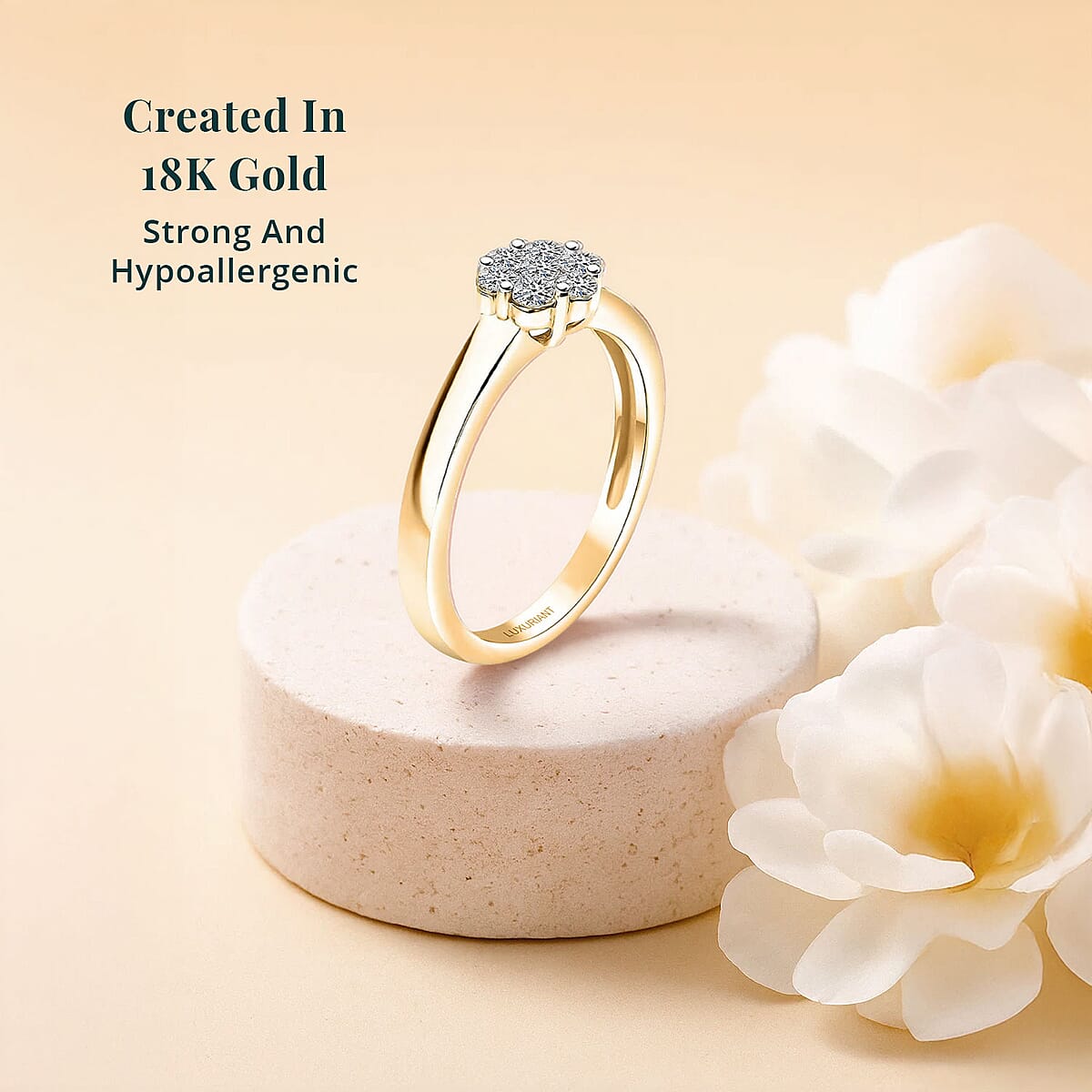 Luxuriant Lab Grown Diamond G-H SI 0.33 ctw Ring in 18K Vermeil Yellow Gold Over Sterling Silver (Size 9.0) image number 2