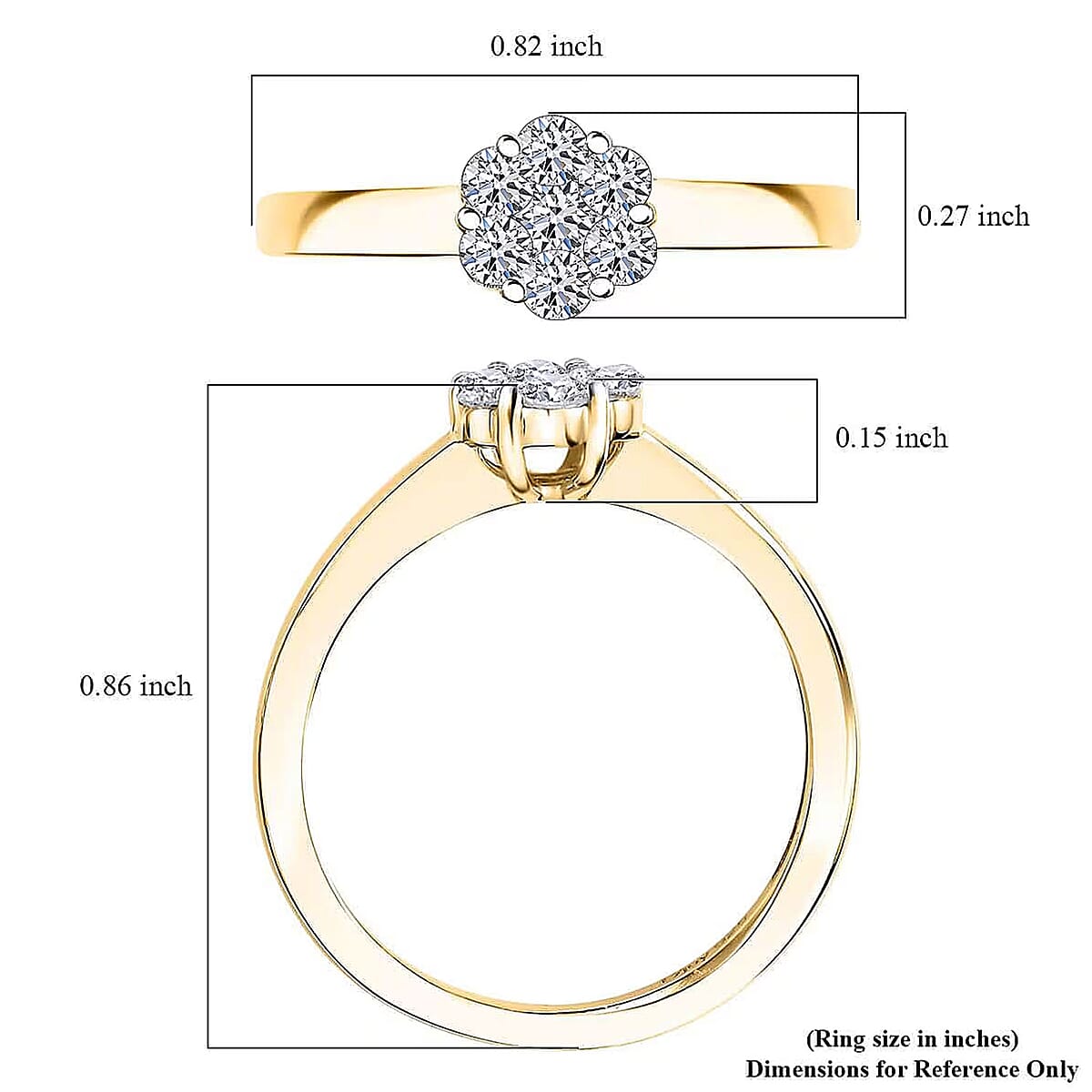 Luxuriant Lab Grown Diamond G-H SI 0.33 ctw Ring in 18K Vermeil Yellow Gold Over Sterling Silver (Size 9.0) image number 6