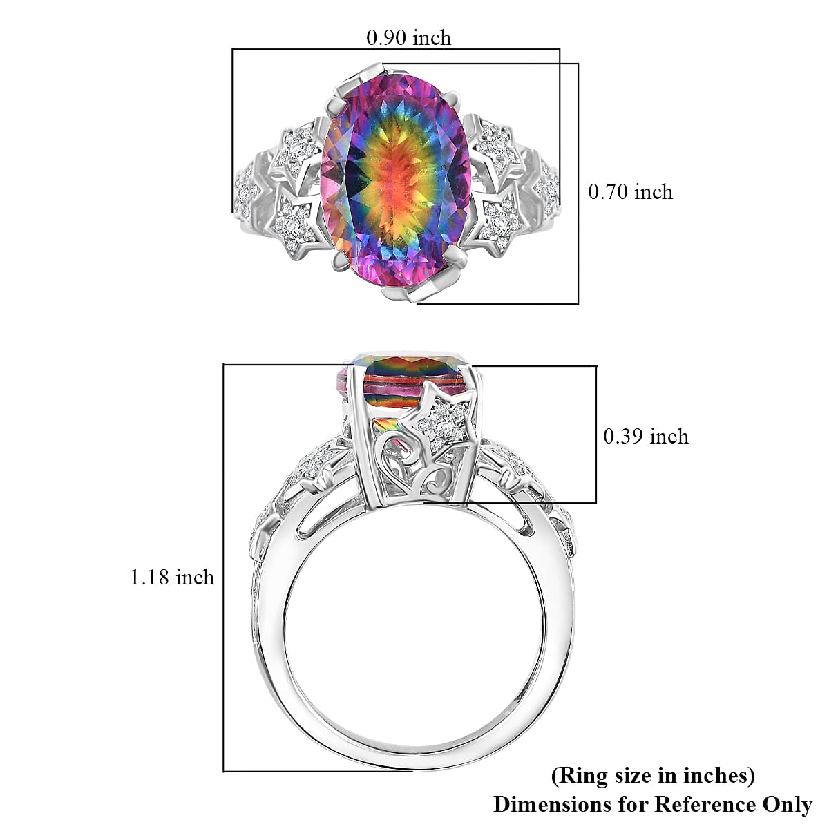 D'Joy Nebula Quartz Doublet and Moissanite 6.50 ctw Celestial Stars Ring in Rhodium Over Sterling Silver (Size 10.0)