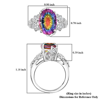 D'Joy Nebula Quartz Doublet and Moissanite 6.50 ctw Celestial Stars Ring in Rhodium Over Sterling Silver (Size 10.0)