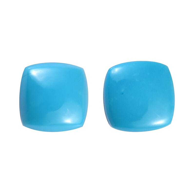 Premium Sleeping Beauty Turquoise Set of 2 (Cush 5x5 mm) 1.12 ctw