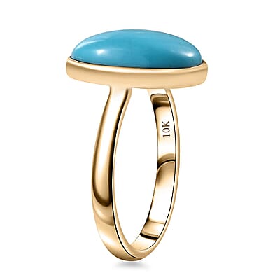 Luxoro Premium Sleeping Beauty Turquoise 5.00 ctw Solitaire Ring in 10K Yellow Gold (Size 10.0)