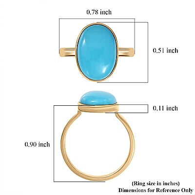 Luxoro Premium Sleeping Beauty Turquoise 5.00 ctw Solitaire Ring in 10K Yellow Gold (Size 10.0)
