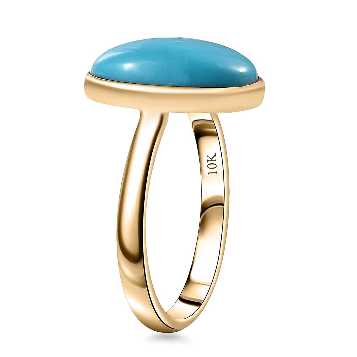 Premium Sleeping Beauty Turquoise 5.00 ctw Solitaire Ring in 10K Yellow Gold (Size 11.0) image number 2