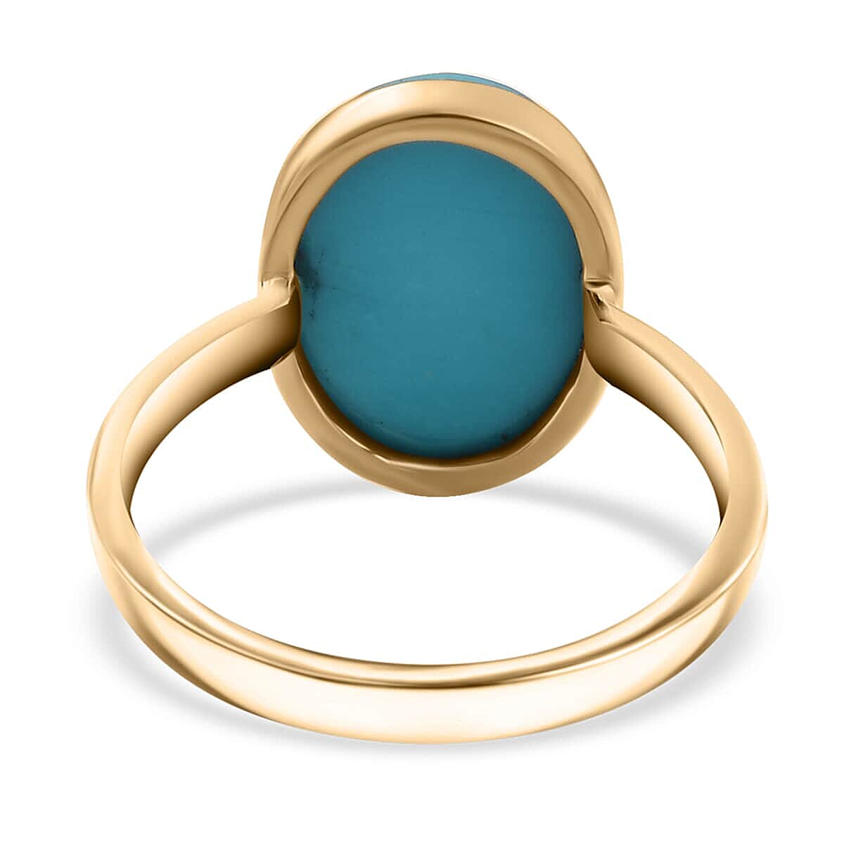 Premium Sleeping Beauty Turquoise 5.00 ctw Solitaire Ring in 10K Yellow Gold (Size 11.0) image number 3