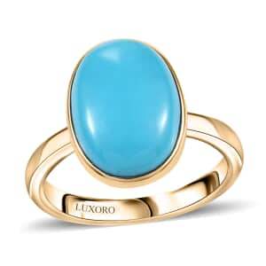 Premium Sleeping Beauty Turquoise 5.00 ctw Solitaire Ring in 10K Yellow Gold (Size 7.0)