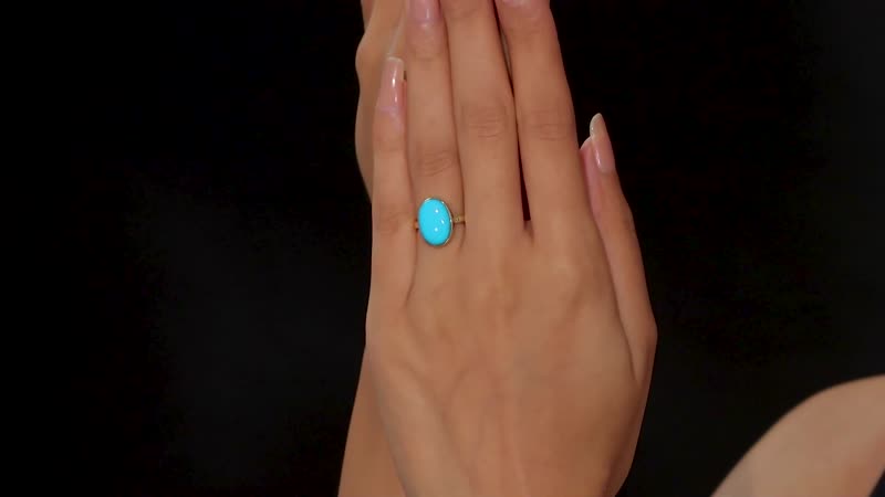 10K Yellow Gold Premium Sleeping Beauty Turquoise Solitaire Ring (Size 7.0) 4.50 ctw