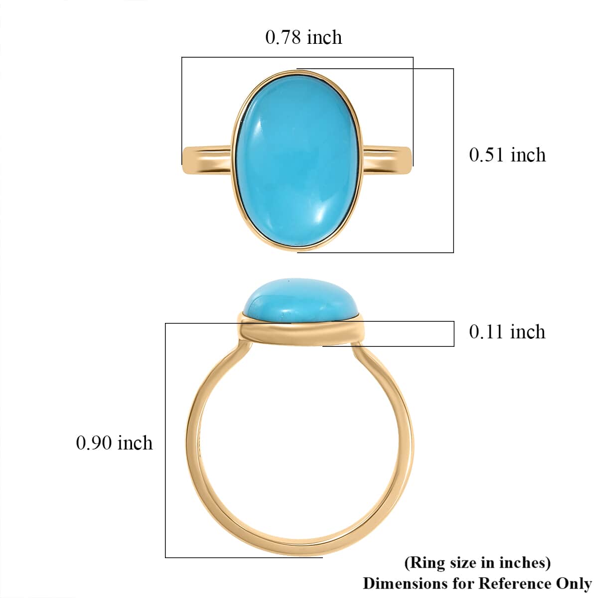 Premium Sleeping Beauty Turquoise 5.00 ctw Solitaire Ring in 10K Yellow Gold (Size 7.0) image number 4