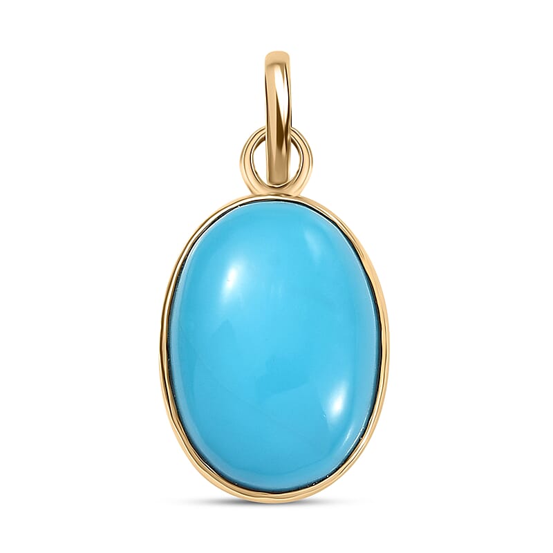 Luxoro Premium Sleeping Beauty Turquoise 5.15 ctw Solitaire Pendant without Chain in 10K Yellow Gold 