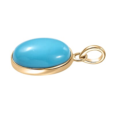 Luxoro Premium Sleeping Beauty Turquoise 5.15 ctw Solitaire Pendant without Chain in 10K Yellow Gold 
