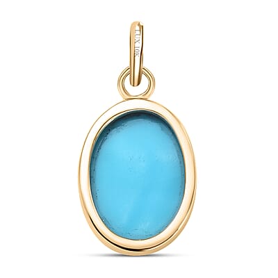 Luxoro Premium Sleeping Beauty Turquoise 5.15 ctw Solitaire Pendant without Chain in 10K Yellow Gold 