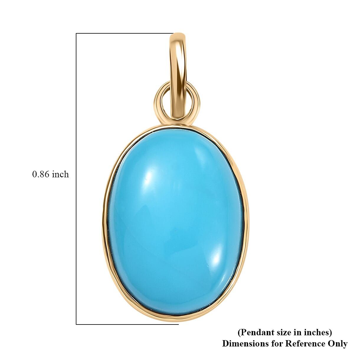 Luxoro Premium Sleeping Beauty Turquoise 5.15 ctw Solitaire Pendant without Chain in 10K Yellow Gold 