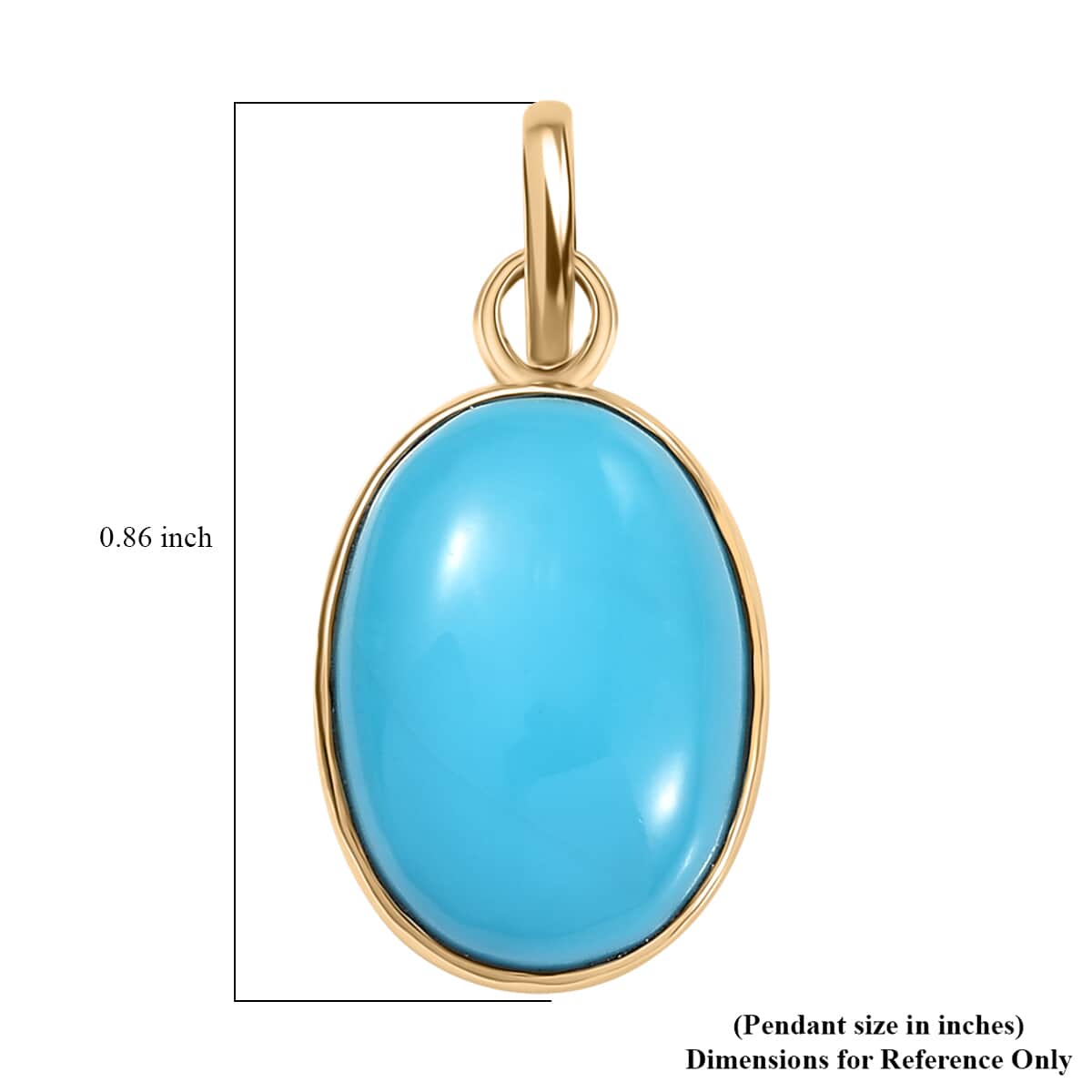 Premium Sleeping Beauty Turquoise 4.75 ctw Solitaire Pendant in 10K Yellow Gold image number 4