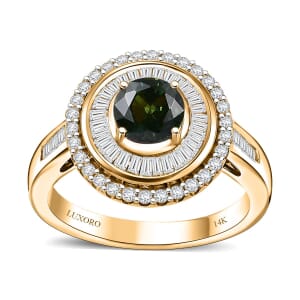 Certified & Appraised Luxoro 14K Yellow Gold AAA Green Sapphire, Diamond (I2) (0.68 cts) Ring (Size 10.0) (5.15 g) 1.97 ctw