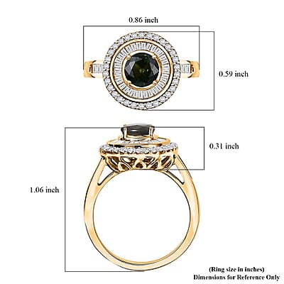 Certified & Appraised Luxoro AAA Milanoa Green Sapphire and I2 Diamond 1.97 ctw Ring in 14K Yellow Gold (Size 8.0) 5.15 Grams
