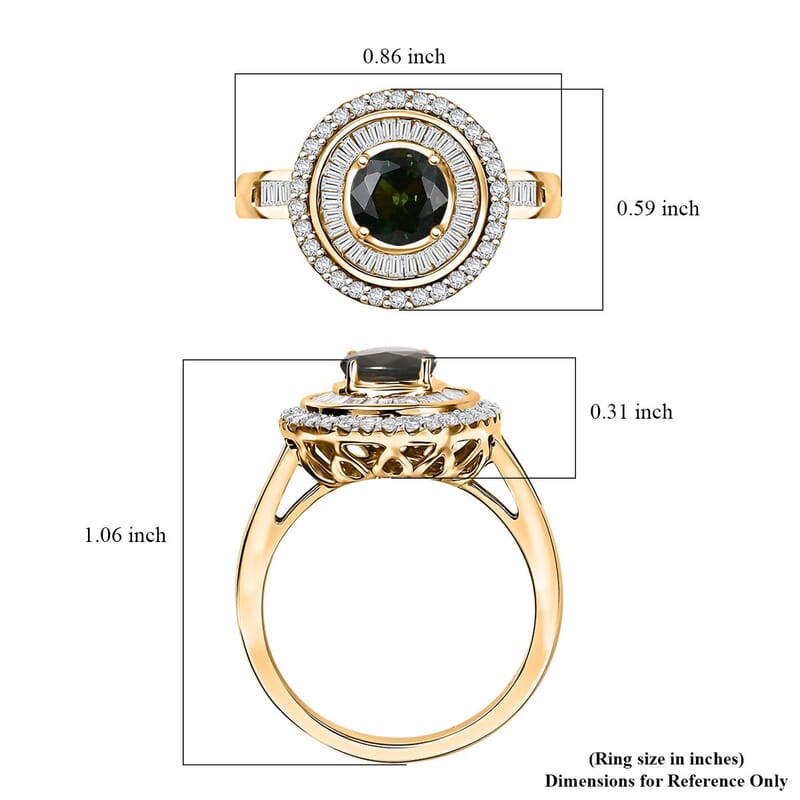 Certified & Appraised Luxoro AAA Milanoa Green Sapphire and I2 Diamond 1.97 ctw Ring in 14K Yellow Gold (Size 9.0) 5.15 Grams
