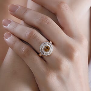 Certified & Appraised Luxoro AAA Orange Sapphire and I2 Diamond 2.00 ctw Ring in 14K Yellow Gold (Size 7.0) 5.27 Grams