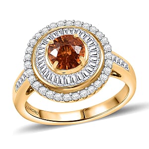 Certified & Appraised Luxoro AAA Orange Sapphire and Diamond I2 2.00 ctw Ring in 14K Yellow Gold (Size  9.0)  5.27 Grams