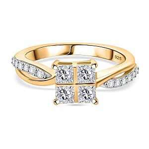 Moissanite 0.82 ctw Ring in Vermeil Yellow Gold Over Sterling Silver (Size 9)
