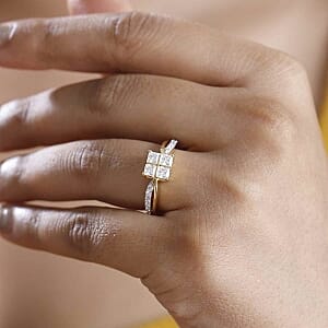 Moissanite 0.82 ctw Ring in Vermeil Yellow Gold Over Sterling Silver (Size 9)