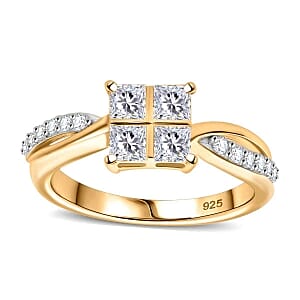 Moissanite 0.82 ctw Ring in Vermeil Yellow Gold Over Sterling Silver (Size 9)