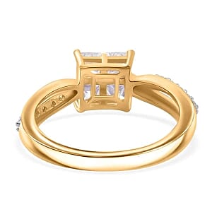 Moissanite 0.82 ctw Ring in Vermeil Yellow Gold Over Sterling Silver (Size 9)